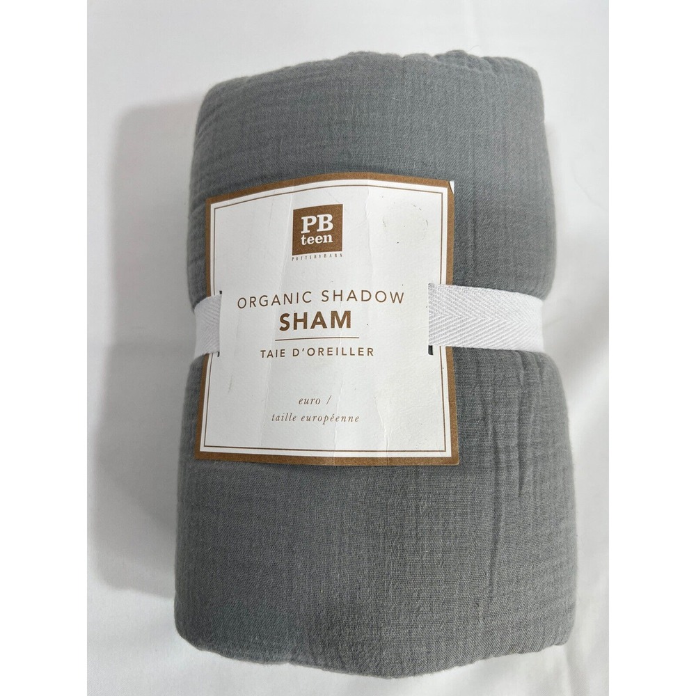 Pottery Barn Teen Sham Standard Shadow Gray Organic Cotton Minimalist